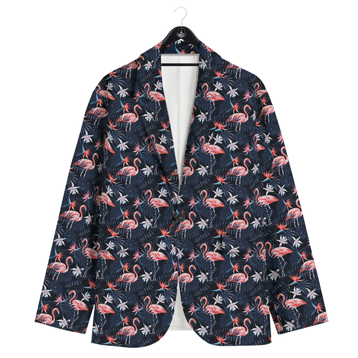 Flamingo Tropical Dark Print Pattern Men's Sport Coat-grizzshop