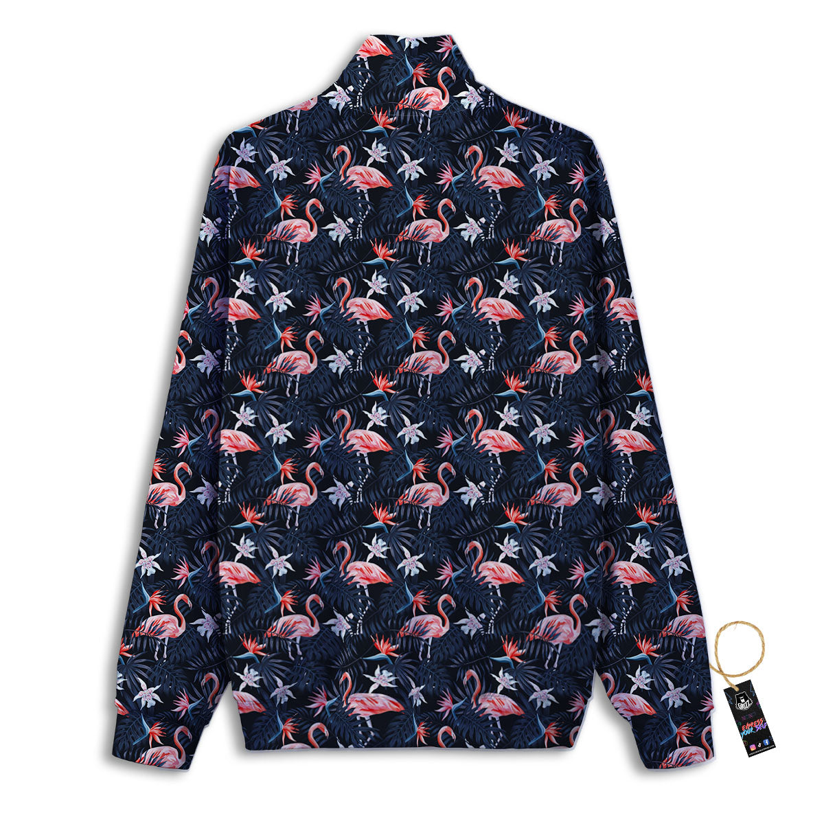 Flamingo Tropical Dark Print Pattern Track Jacket-grizzshop