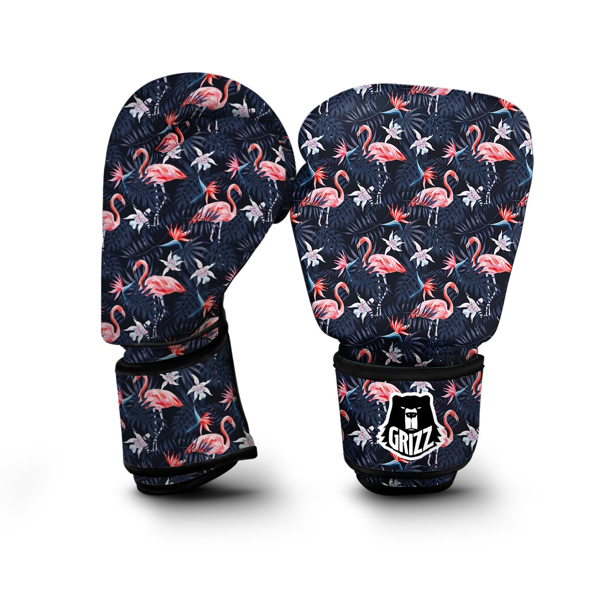 Flamingo Tropical Palm Leaves Hawaiian Floral Pattern Print Boxing Gloves-grizzshop