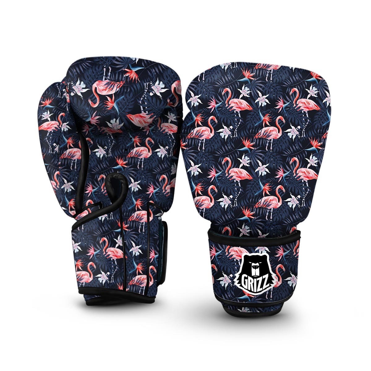 Flamingo Tropical Palm Leaves Hawaiian Floral Pattern Print Boxing Gloves-grizzshop