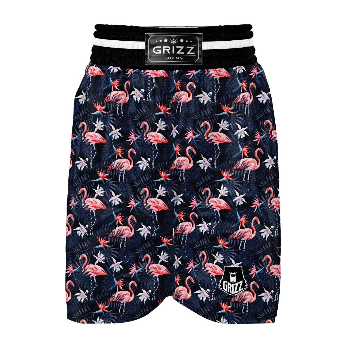 Flamingo Tropical Palm Leaves Hawaiian Floral Pattern Print Boxing Shorts-grizzshop