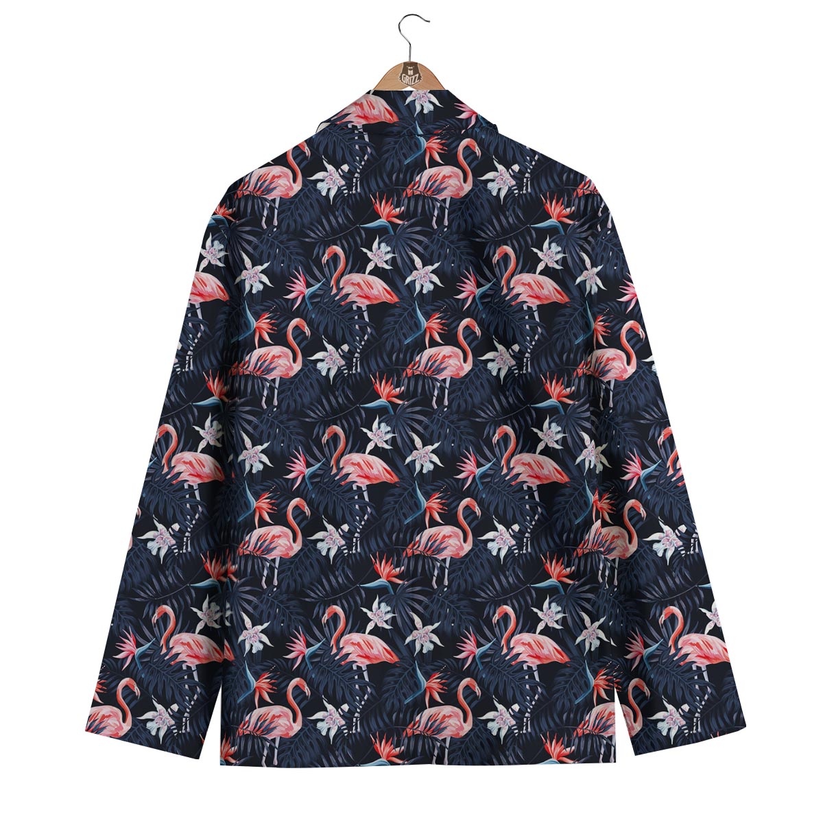 Flamingo Tropical Palm Leaves Hawaiian Floral Pattern Print Men's Blazer-grizzshop