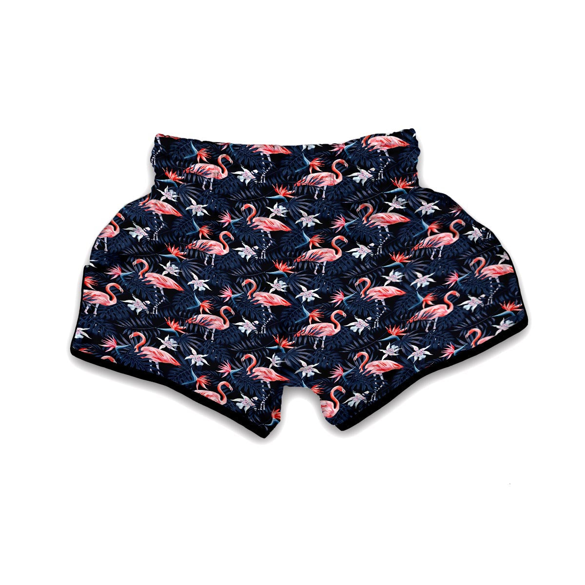 Flamingo Tropical Palm Leaves Hawaiian Floral Pattern Print Muay Thai Boxing Shorts-grizzshop