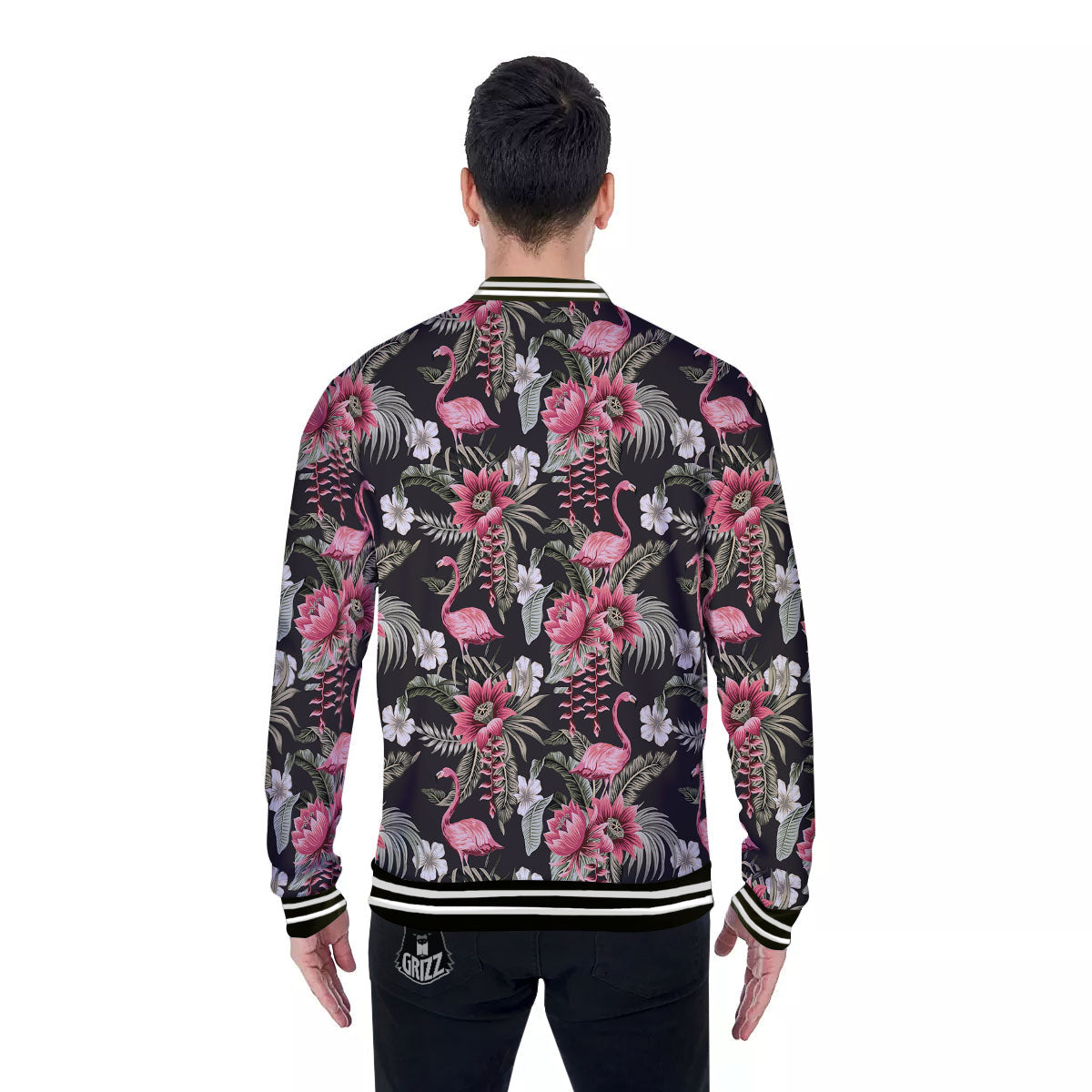Flamingo Vintage Print Pattern Baseball Jacket-grizzshop