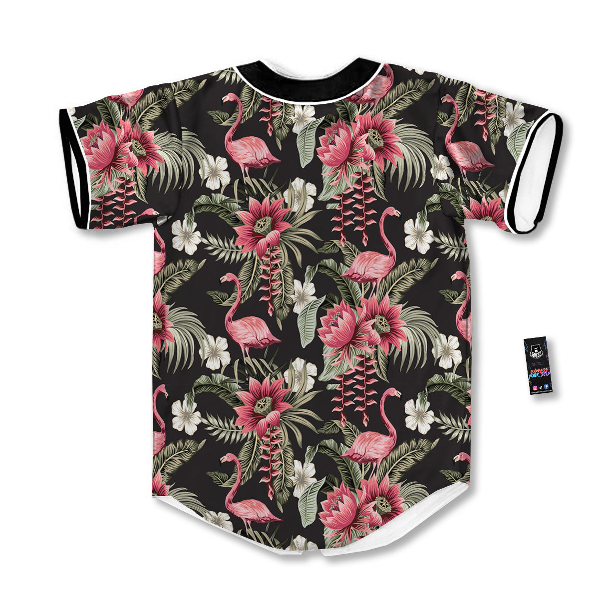 Flamingo Vintage Print Pattern Baseball Jersey-grizzshop