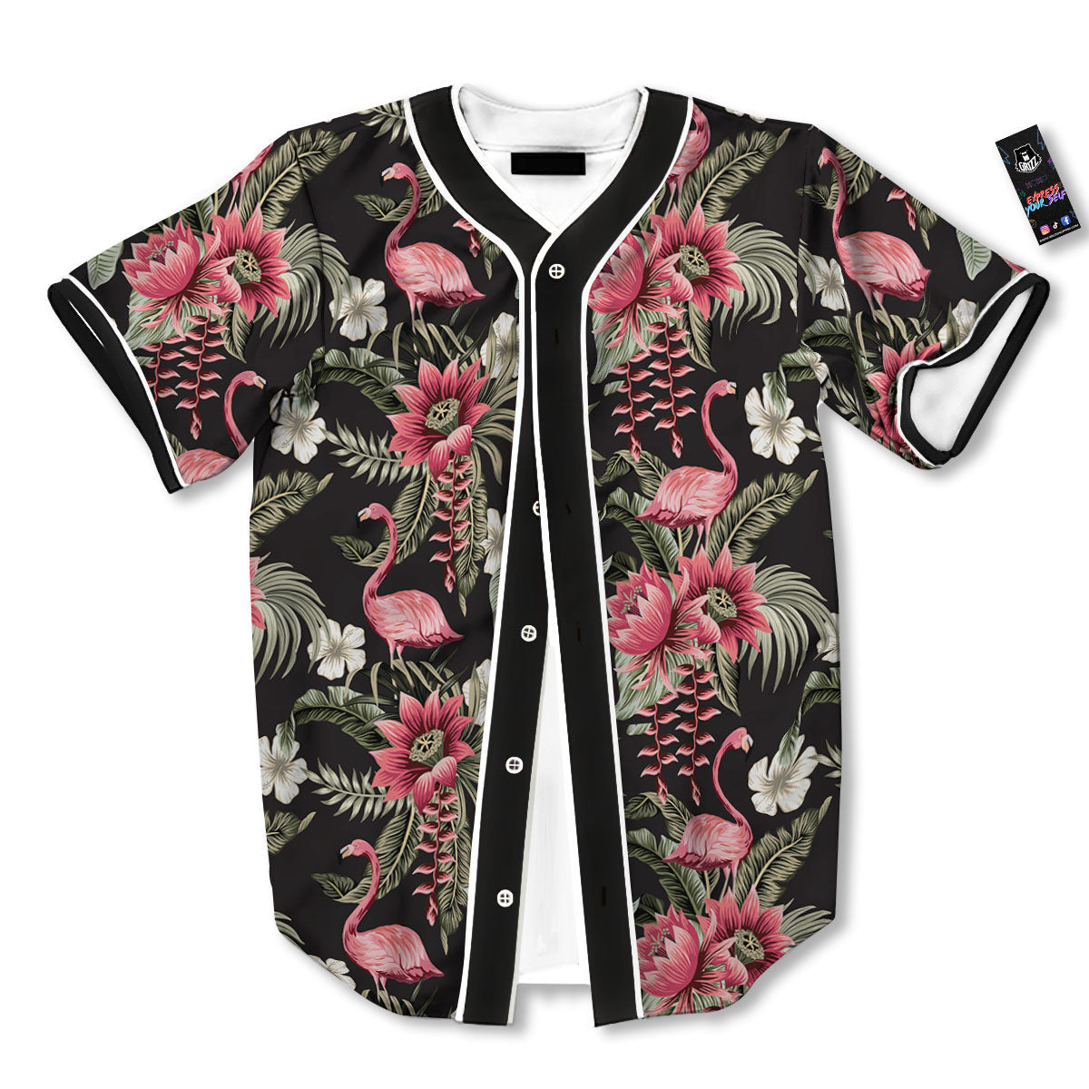Flamingo Vintage Print Pattern Baseball Jersey-grizzshop