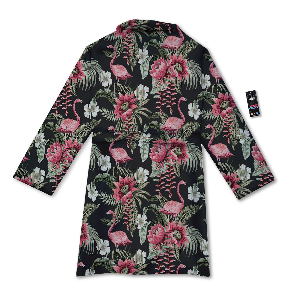 Flamingo Vintage Print Pattern Bathrobe-grizzshop