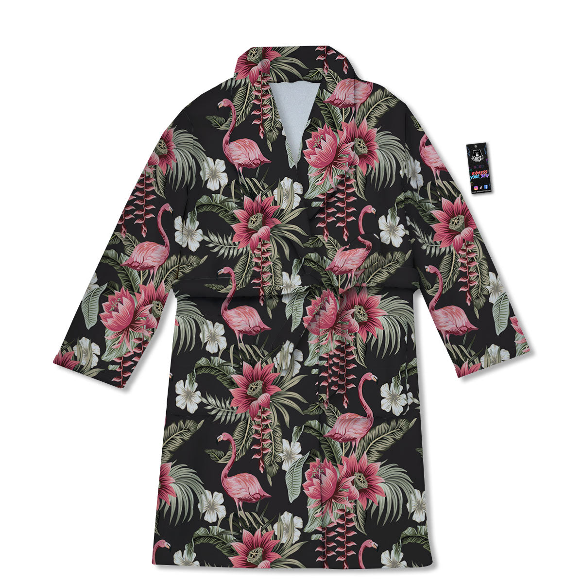 Flamingo Vintage Print Pattern Bathrobe-grizzshop