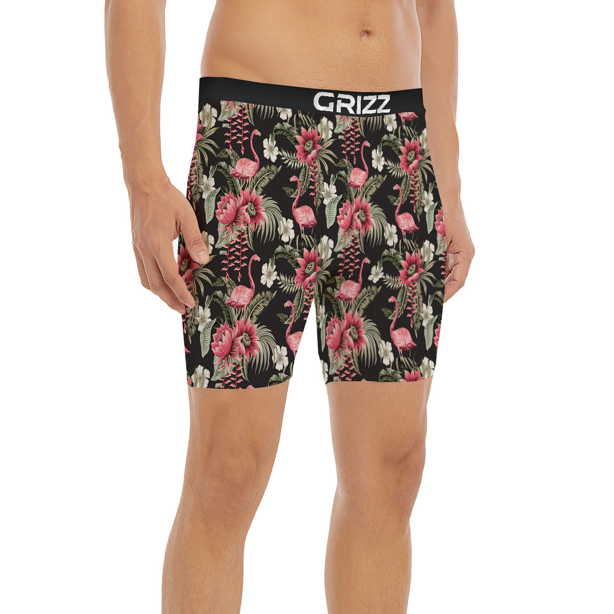 Flamingo Vintage Print Pattern Boxer Briefs-grizzshop