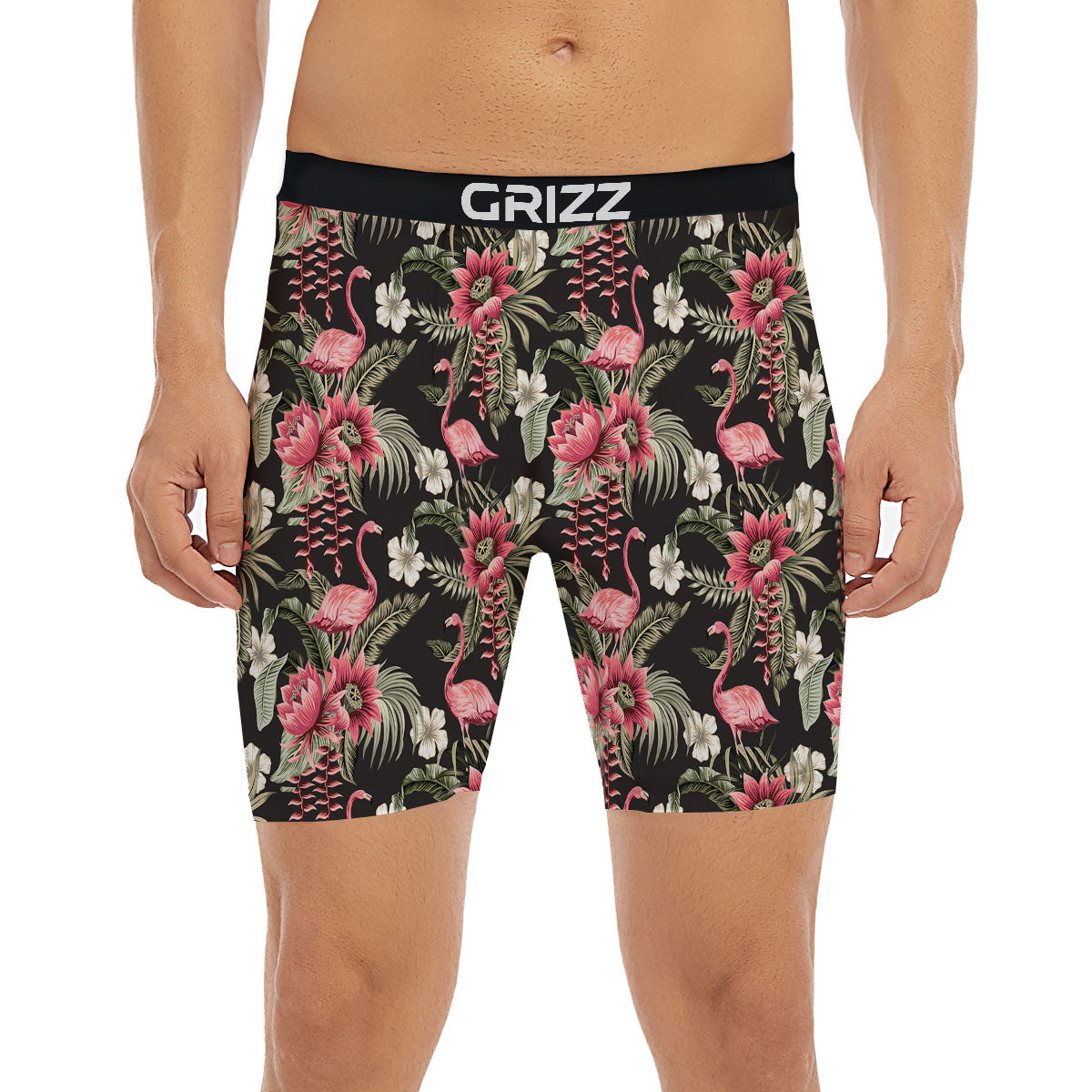 Flamingo Vintage Print Pattern Boxer Briefs-grizzshop