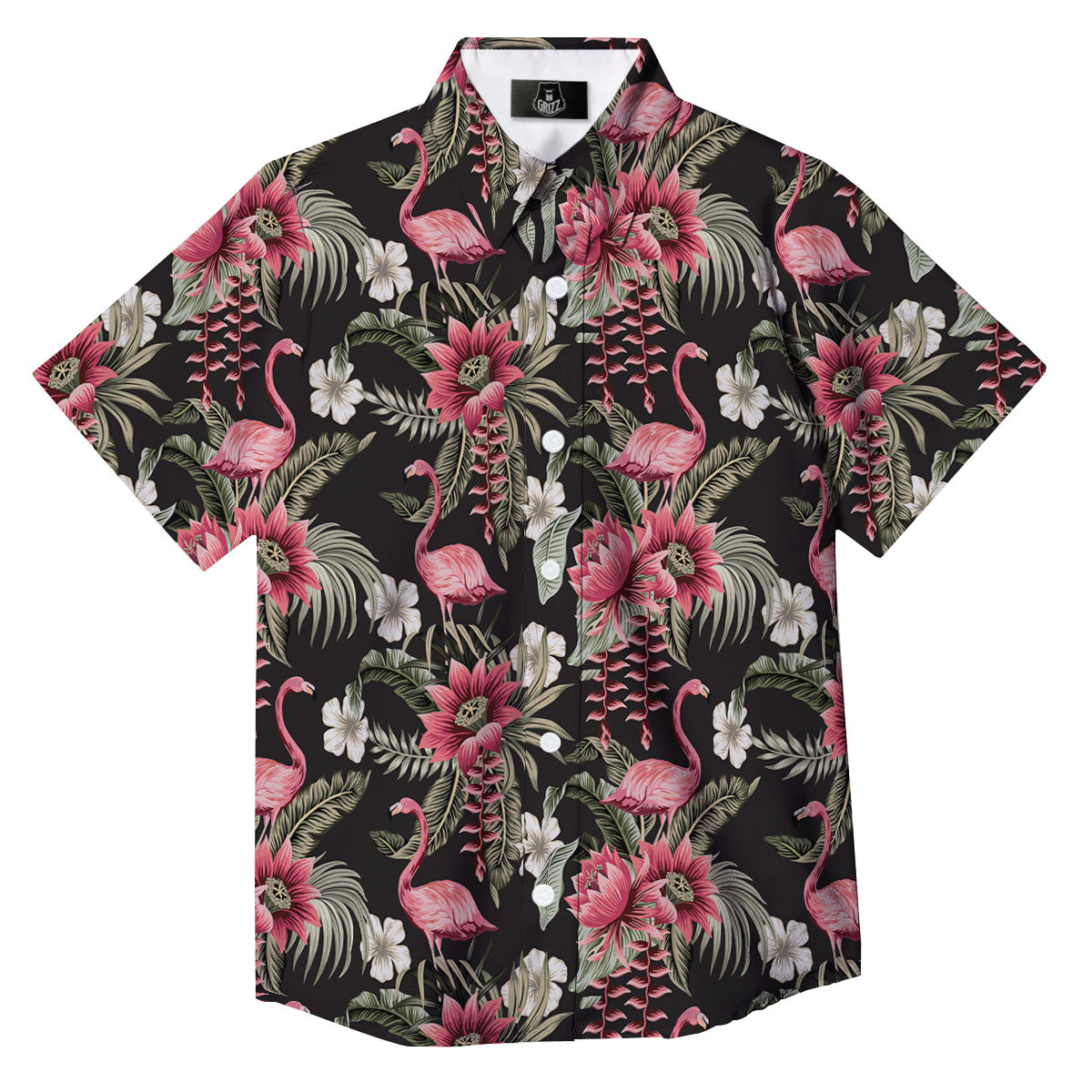Flamingo Vintage Print Pattern Button Up Shirt-grizzshop