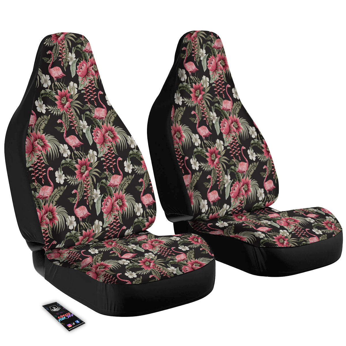 Flamingo Vintage Print Pattern Car Seat Covers-grizzshop