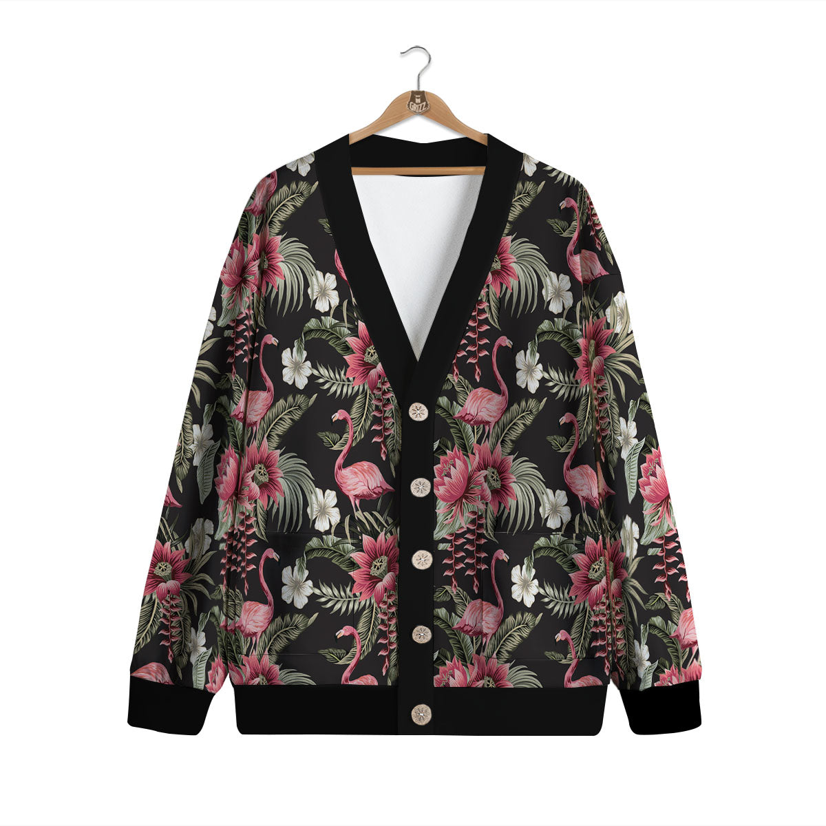 Flamingo Vintage Print Pattern Cardigan-grizzshop