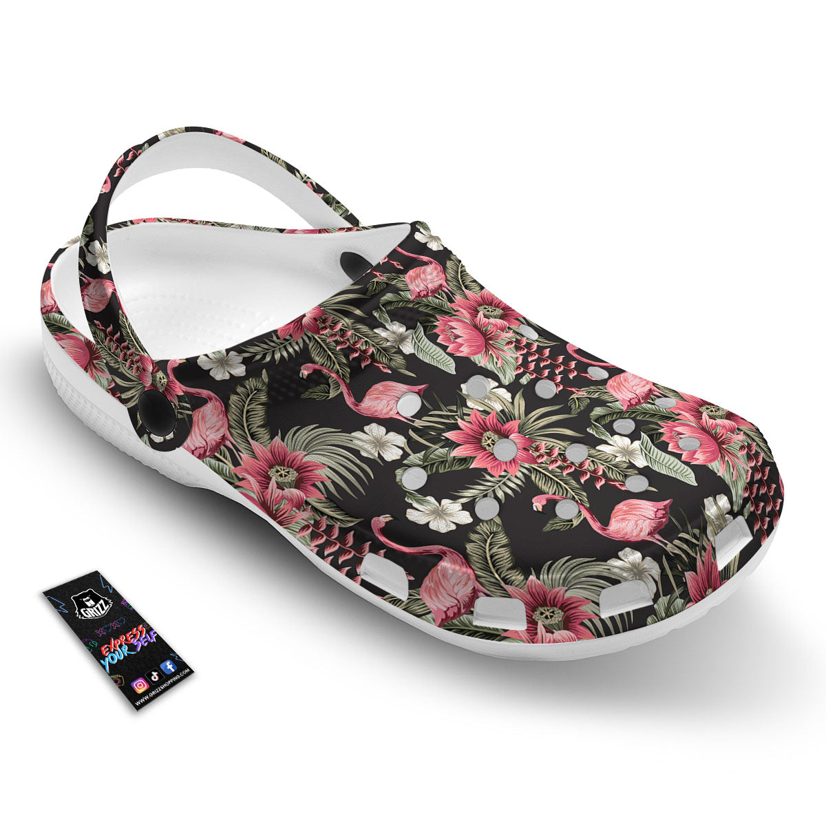 Flamingo Vintage Print Pattern Clog-grizzshop