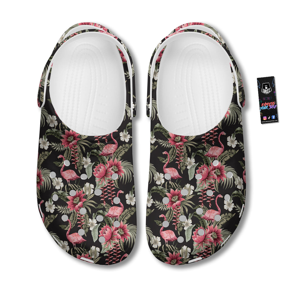 Flamingo Vintage Print Pattern Clog-grizzshop