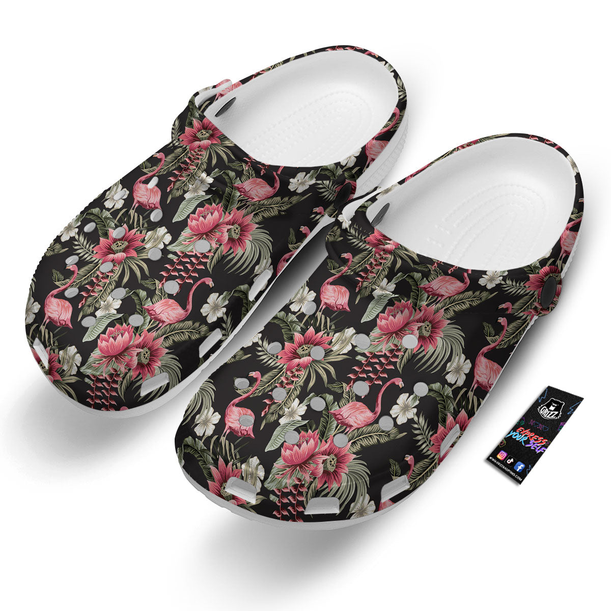 Flamingo Vintage Print Pattern Clog-grizzshop