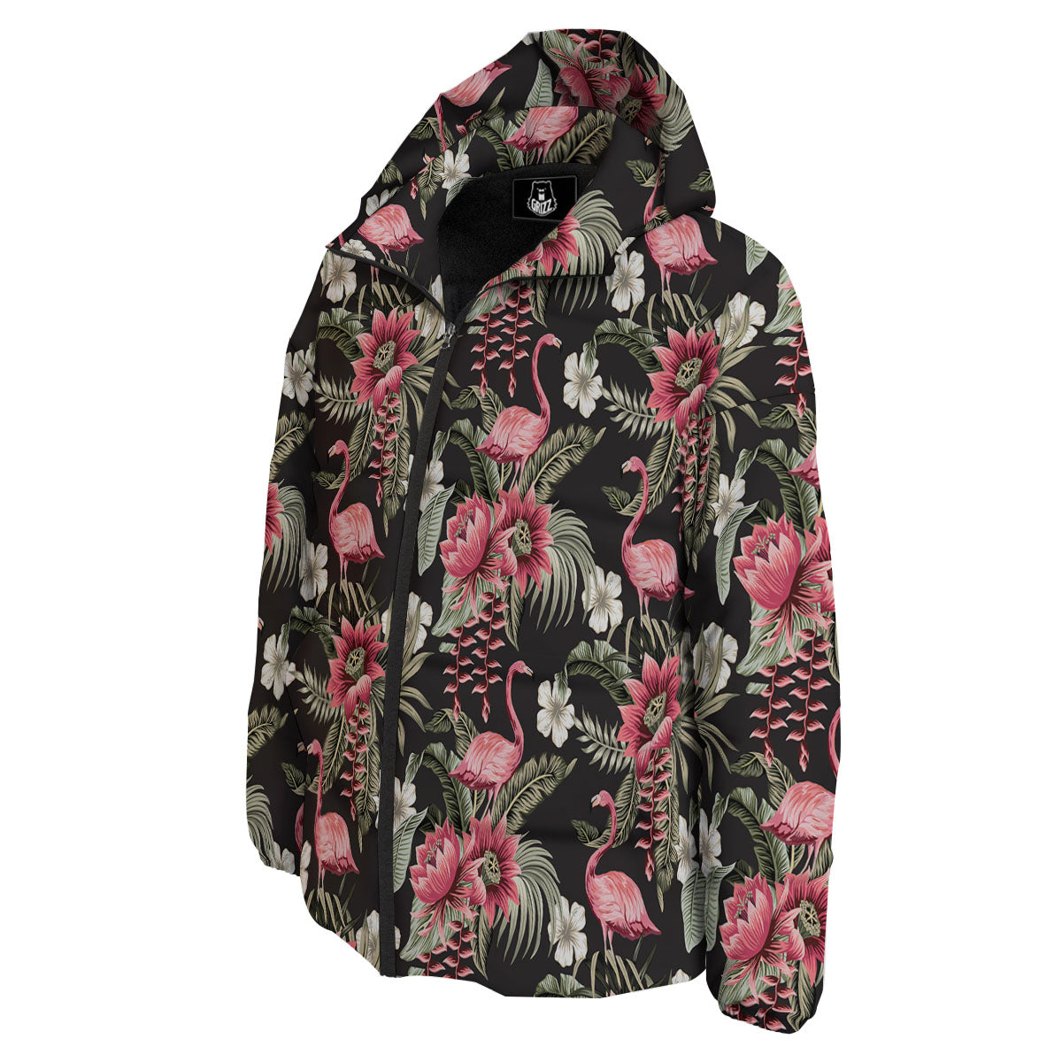 Flamingo Vintage Print Pattern Down Jacket-grizzshop
