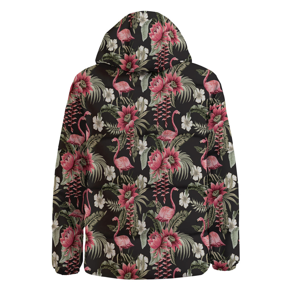 Flamingo Vintage Print Pattern Down Jacket-grizzshop
