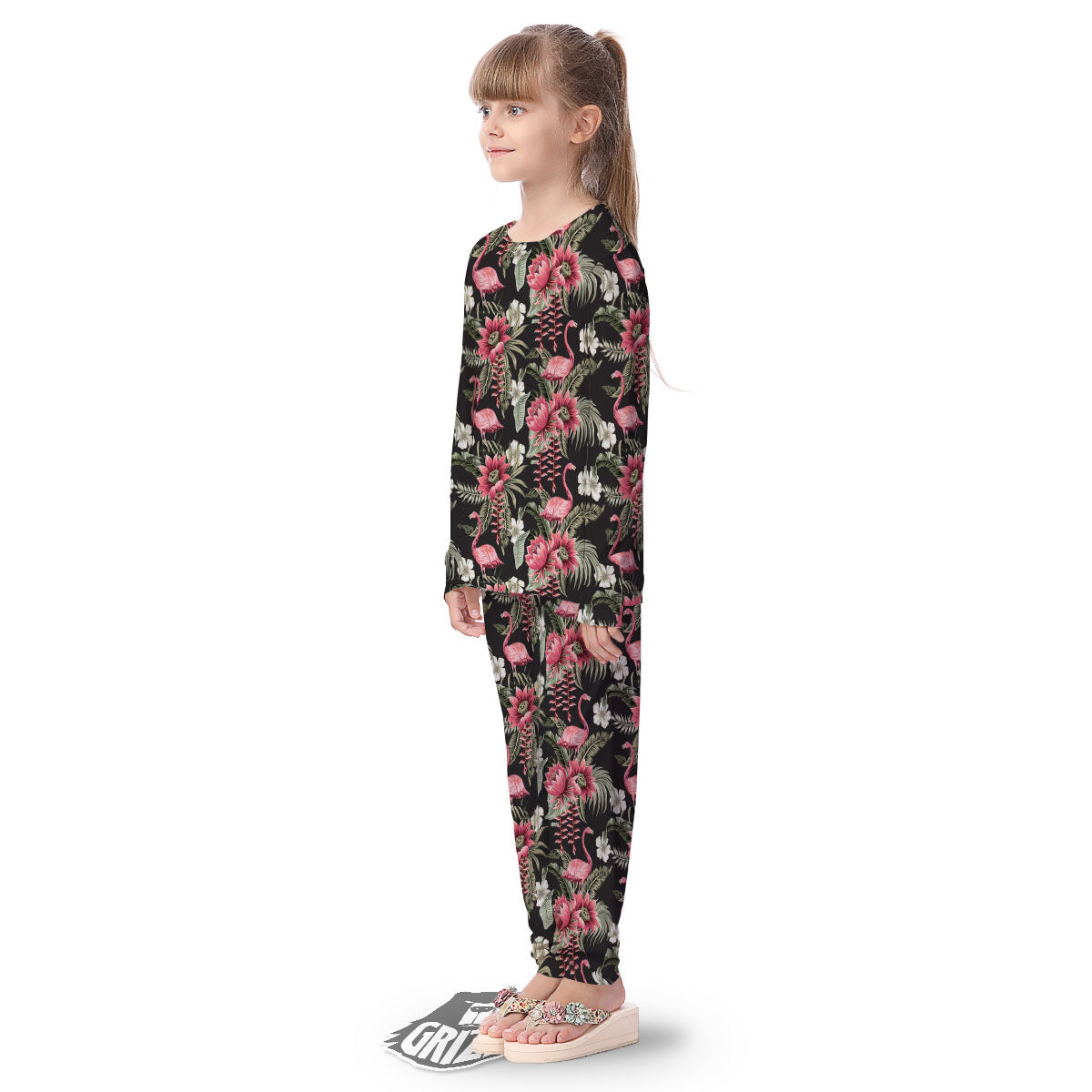 Flamingo Vintage Print Pattern Kid's Pajamas-grizzshop