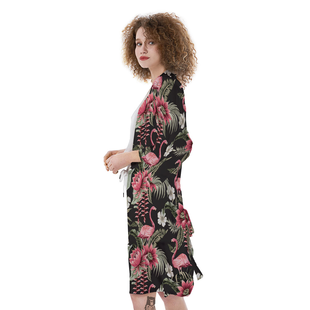 Flamingo Vintage Print Pattern Kimono-grizzshop
