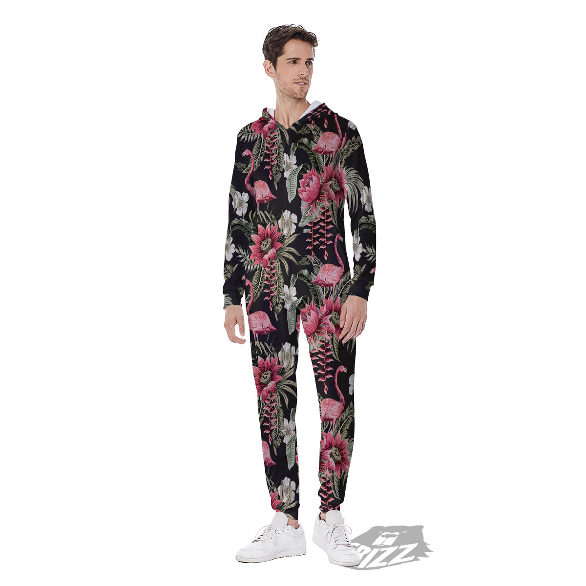 Flamingo Vintage Print Pattern Men's Jumpsuit-grizzshop