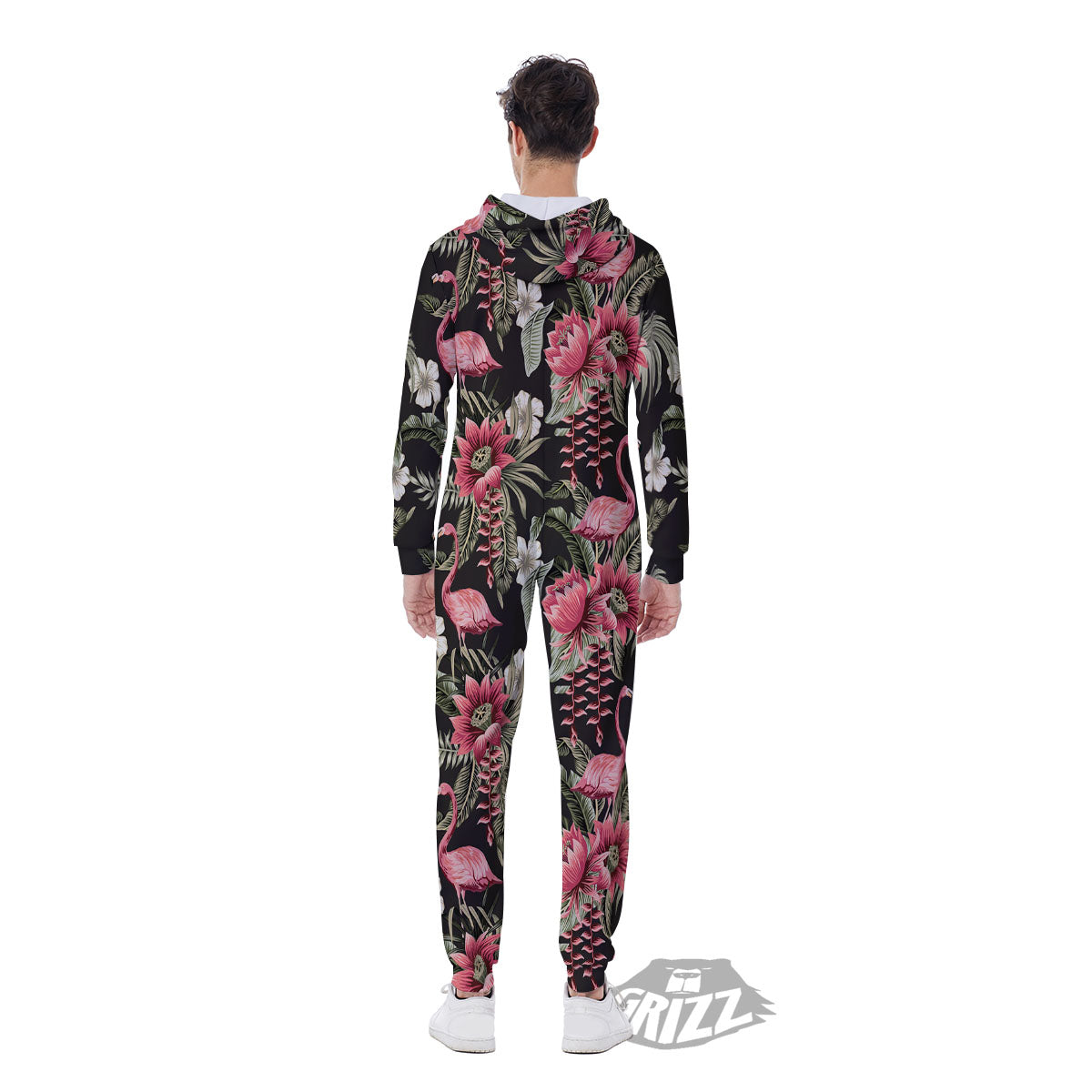 Flamingo Vintage Print Pattern Men's Jumpsuit-grizzshop