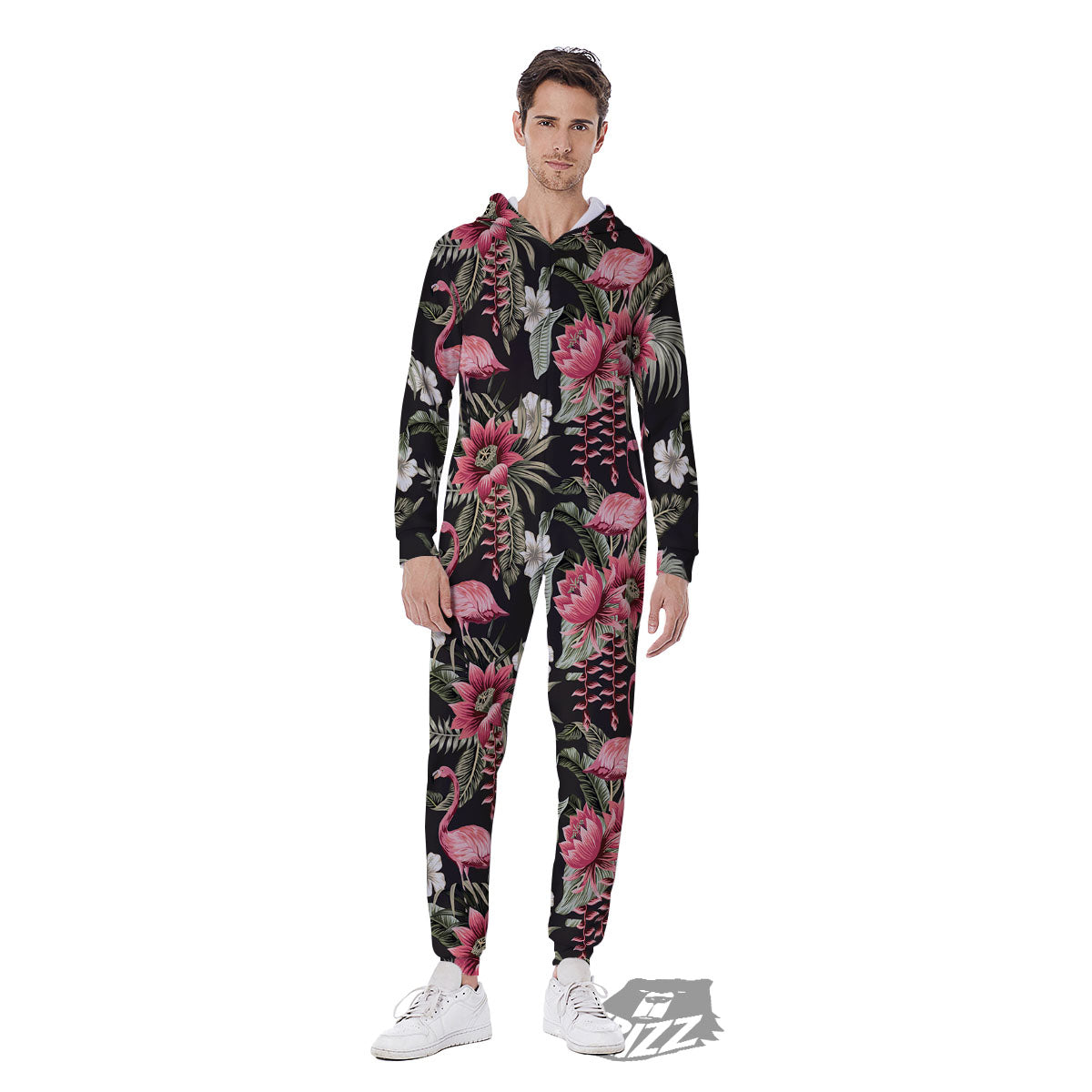 Flamingo Vintage Print Pattern Men's Jumpsuit-grizzshop