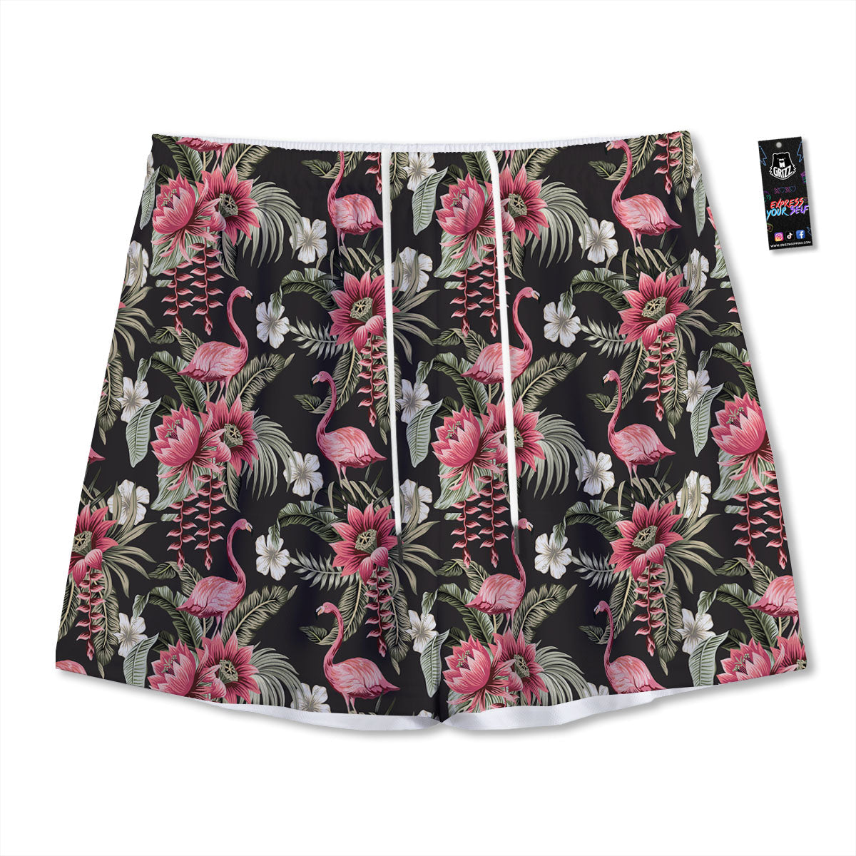 Flamingo Vintage Print Pattern Mesh Shorts