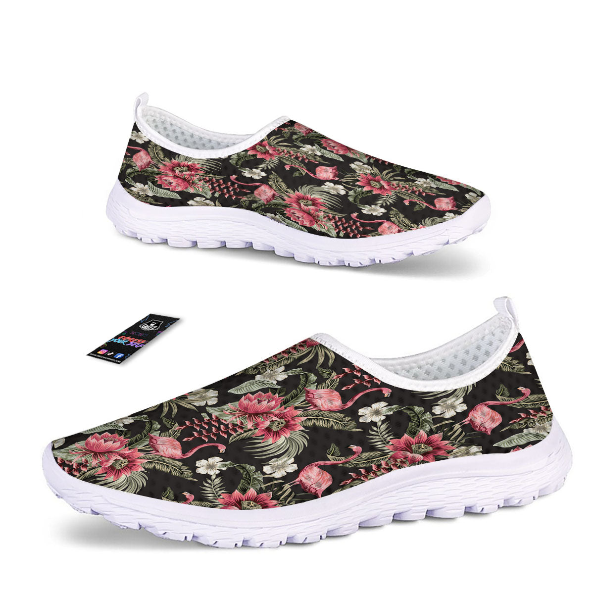 Flamingo Vintage Print Pattern Nurse Shoes-grizzshop