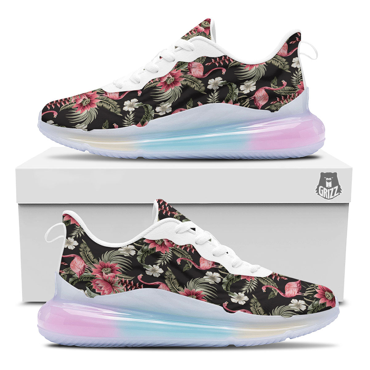 Flamingo Vintage Print Pattern Running Sneakers-grizzshop