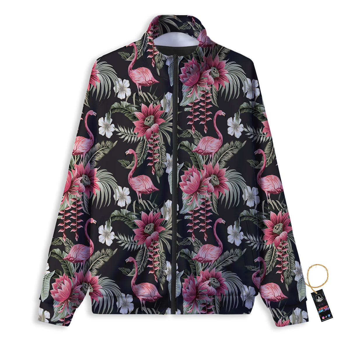 Flamingo Vintage Print Pattern Track Jacket-grizzshop