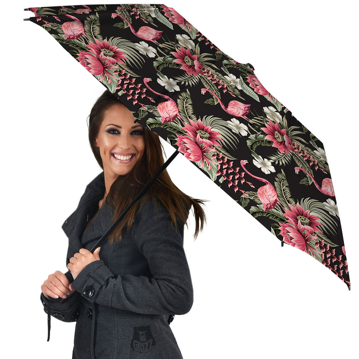 Flamingo Vintage Print Pattern Umbrella-grizzshop