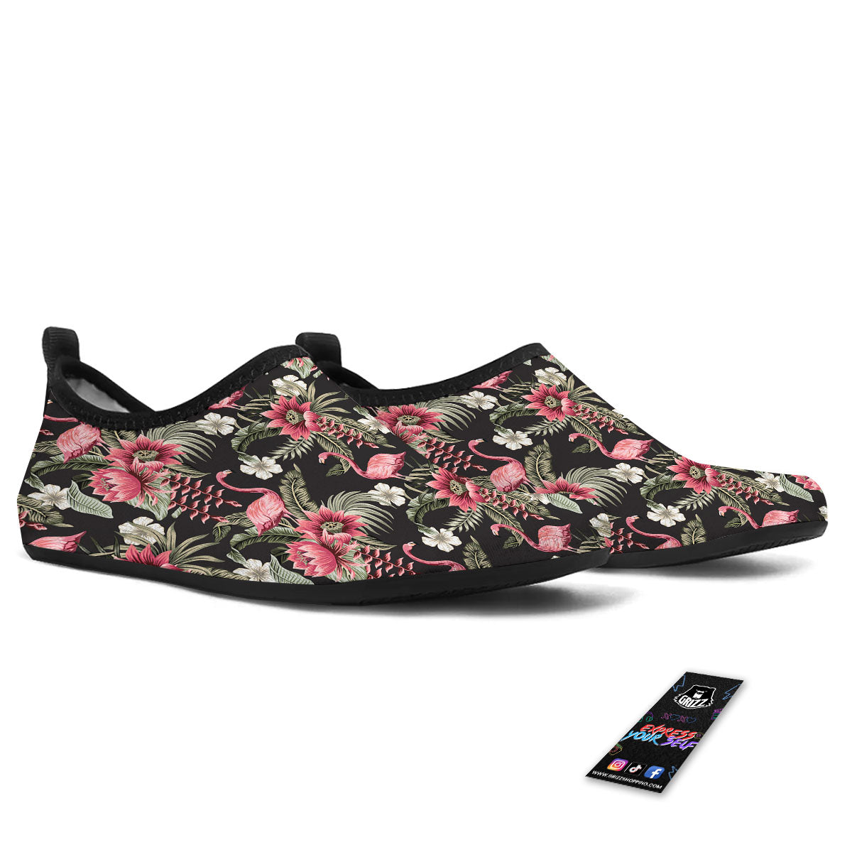 Flamingo Vintage Print Pattern Water Shoes-grizzshop