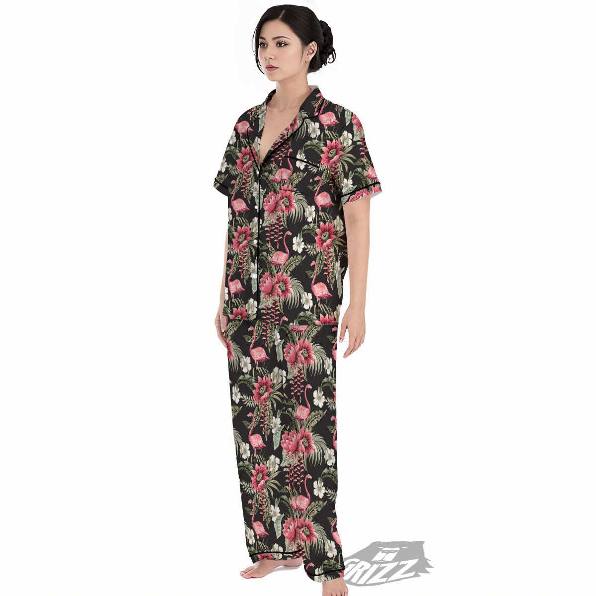 Flamingo Vintage Print Pattern Women's Pajamas Set-grizzshop
