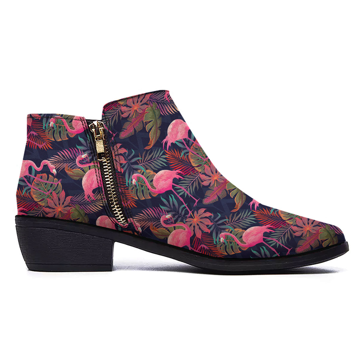 Flamingo Watercolor Print Pattern Ankle Boots-grizzshop
