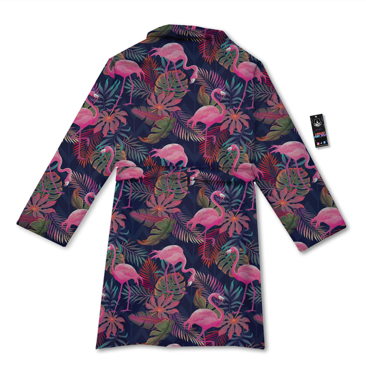 Flamingo Watercolor Print Pattern Bathrobe-grizzshop