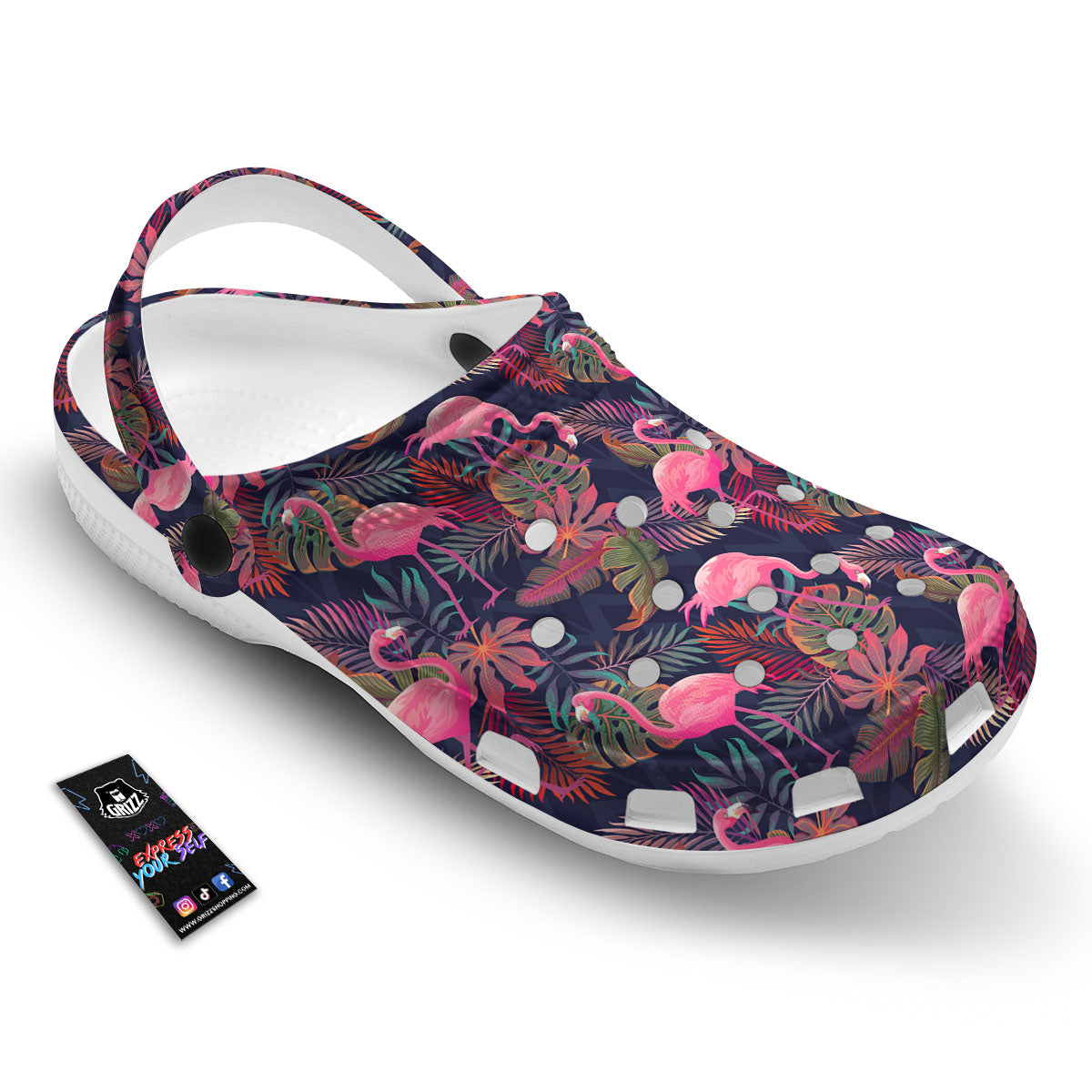 Flamingo Watercolor Print Pattern Clog-grizzshop