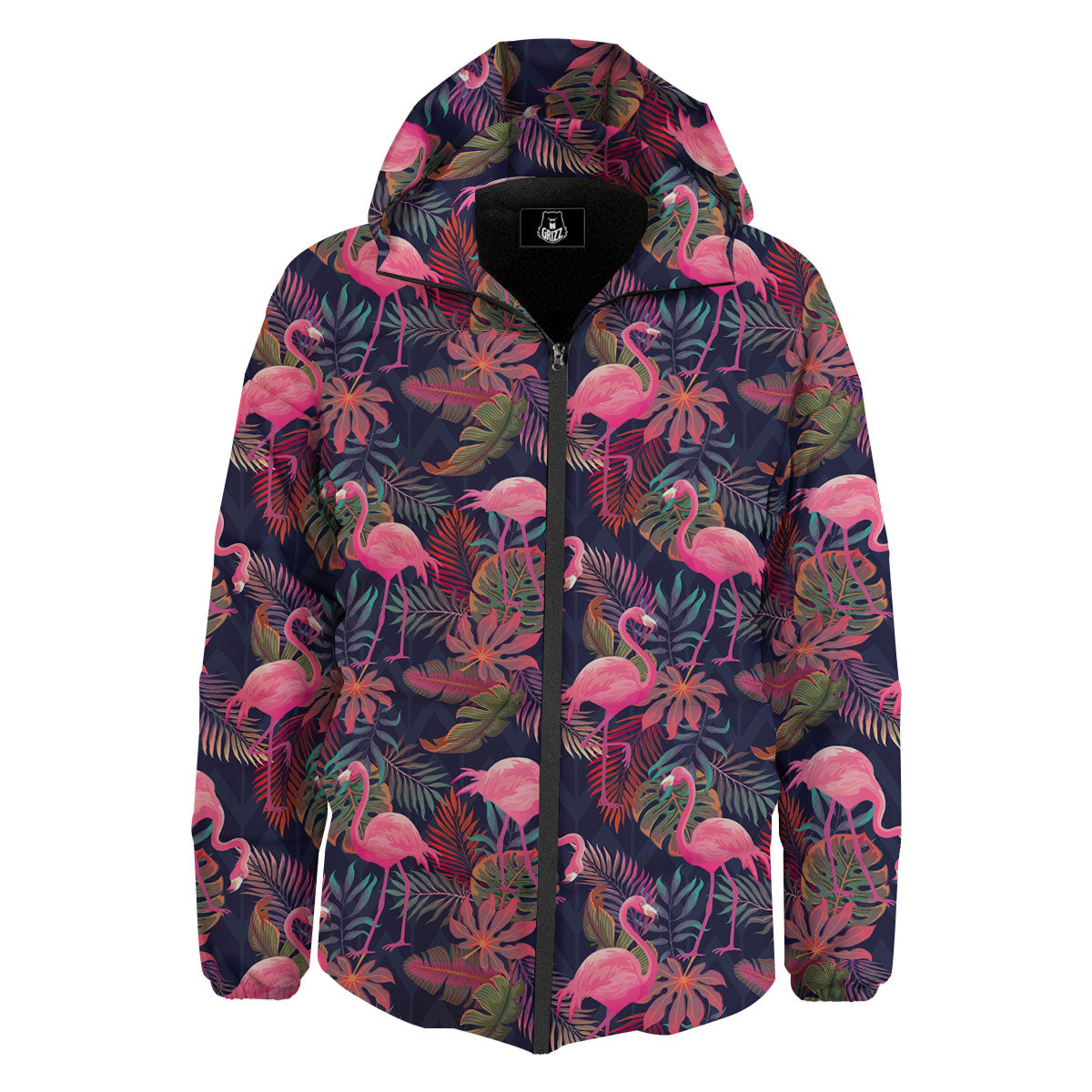 Flamingo Watercolor Print Pattern Down Jacket-grizzshop