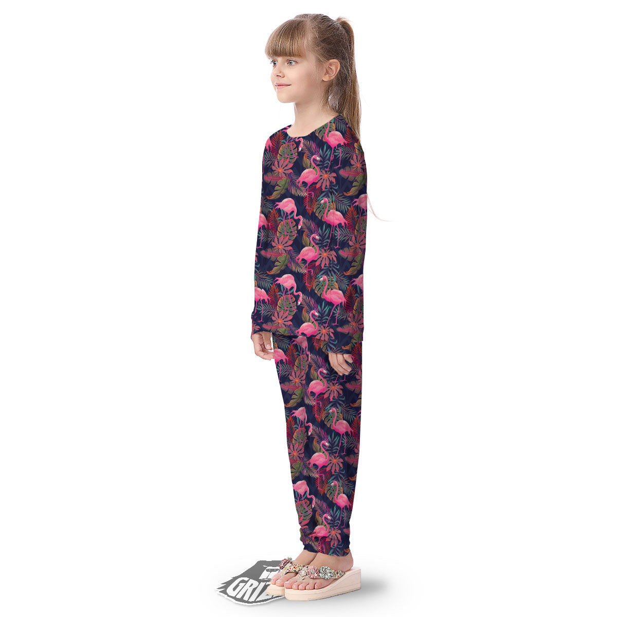 Flamingo Watercolor Print Pattern Kid's Pajamas-grizzshop