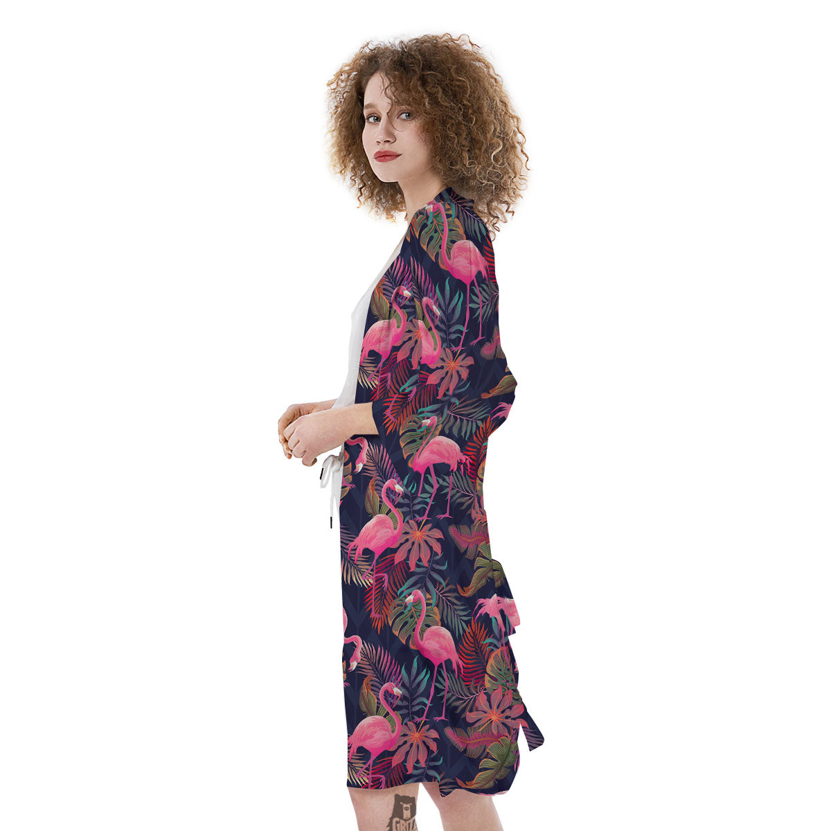 Flamingo Watercolor Print Pattern Kimono-grizzshop