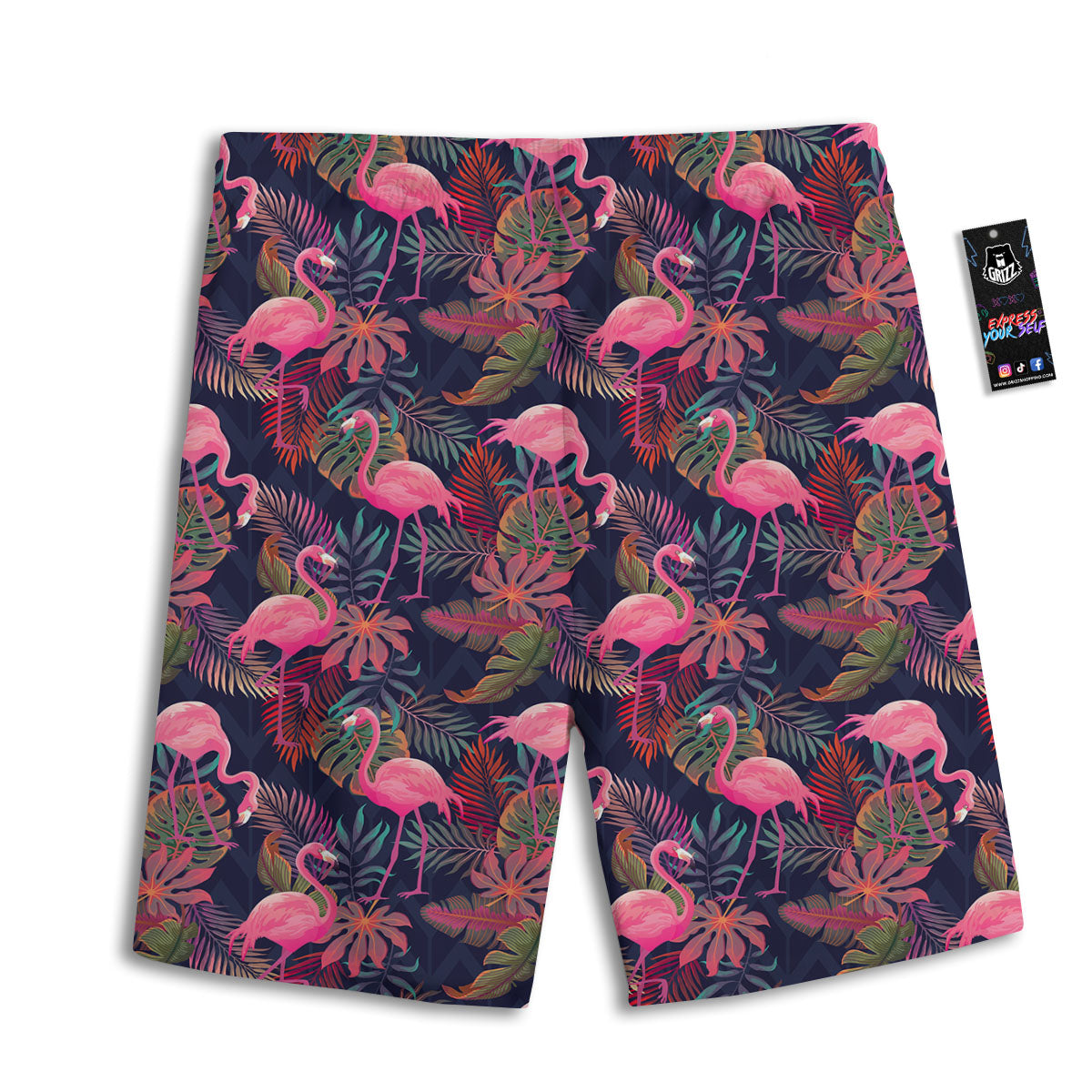 Flamingo Watercolor Print Pattern Men's Athletic Shorts