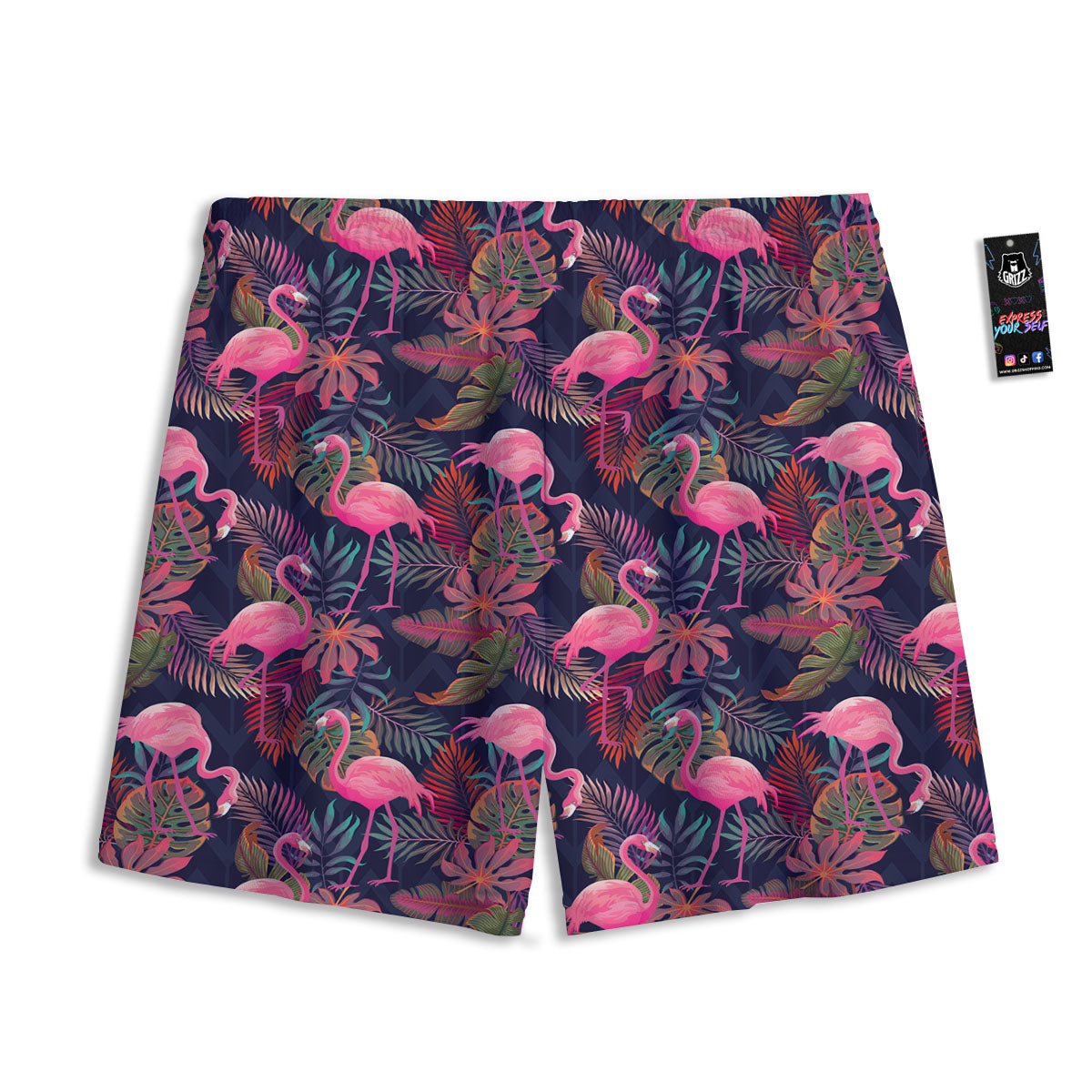 Flamingo Watercolor Print Pattern Mesh Shorts