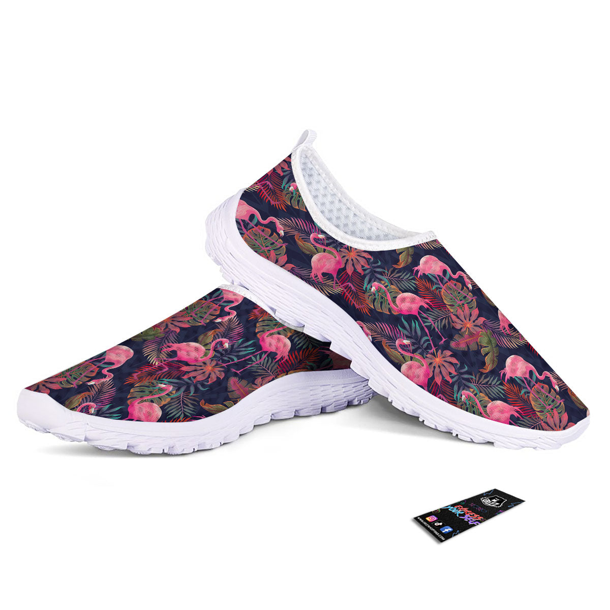 Flamingo Watercolor Print Pattern Nurse Shoes-grizzshop