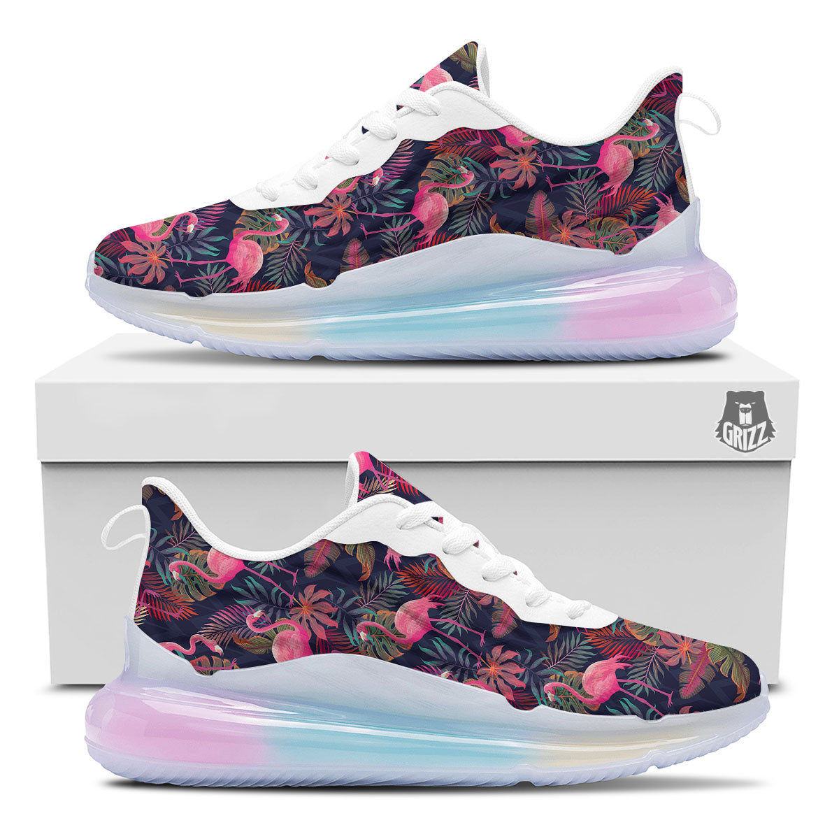 Flamingo Watercolor Print Pattern Running Sneakers-grizzshop