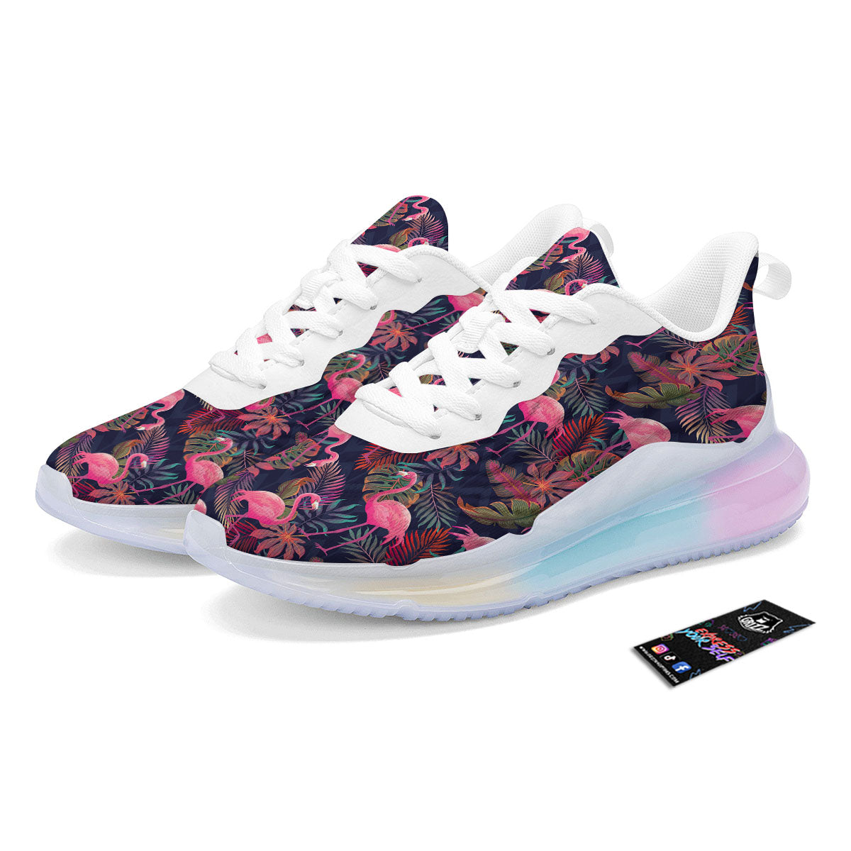 Flamingo Watercolor Print Pattern Running Sneakers-grizzshop