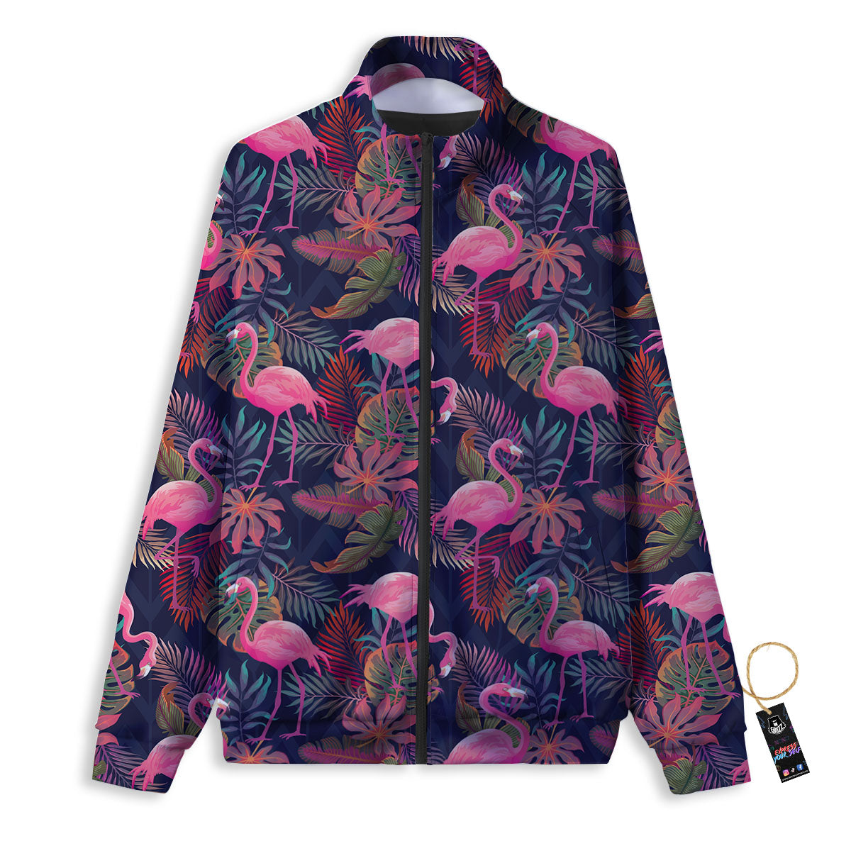 Flamingo Watercolor Print Pattern Track Jacket-grizzshop