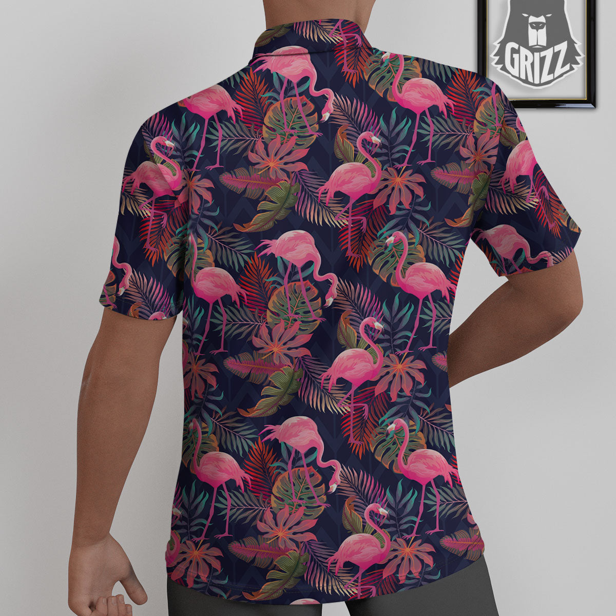Flamingo Watercolor Print Pattern Untucked Shirts-grizzshop