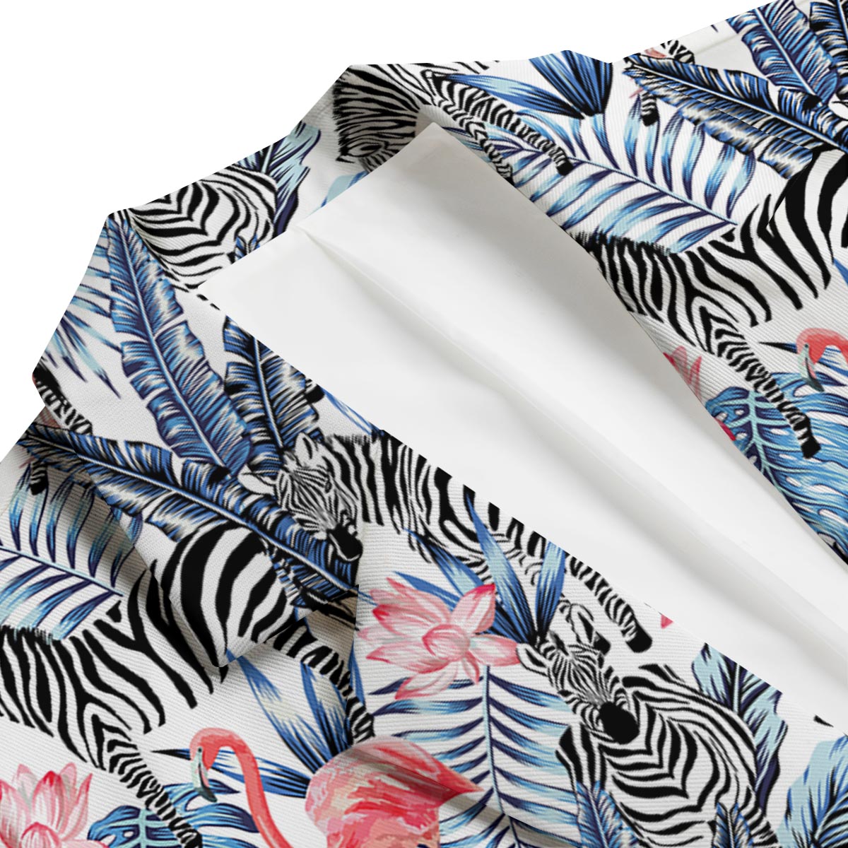 Flamingo Zebra Tropical Men's Blazer-grizzshop