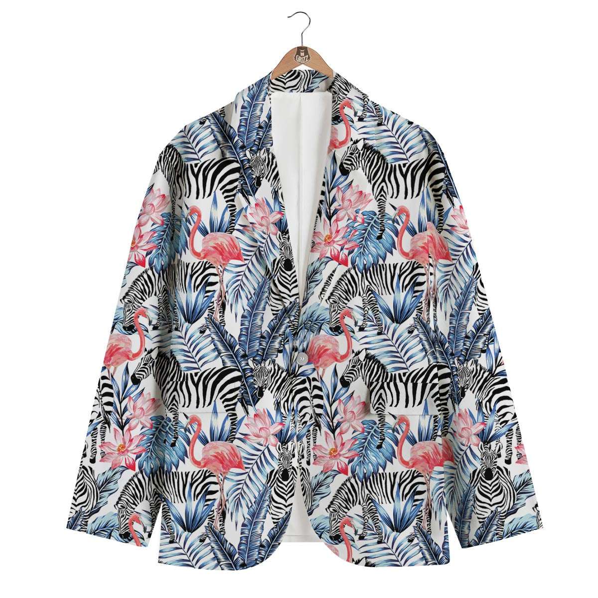 Flamingo Zebra Tropical Men's Blazer-grizzshop