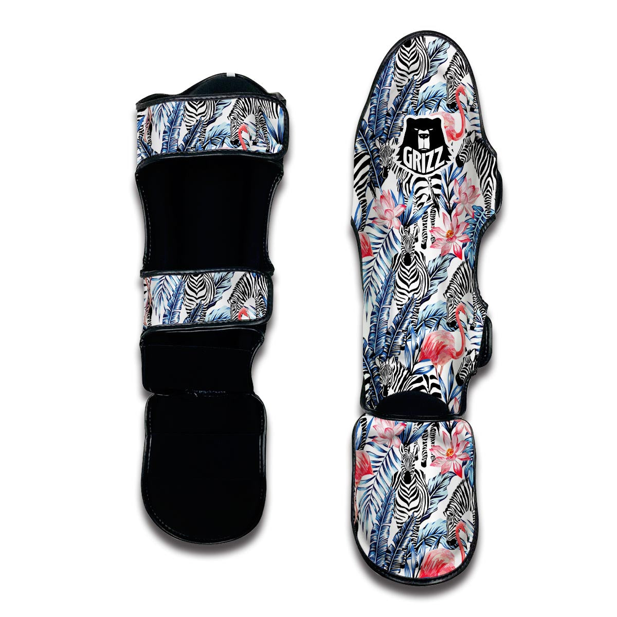 Flamingo Zebra Tropical Muay Thai Shin Guards-grizzshop